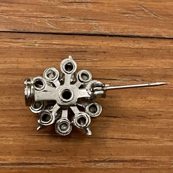 Rhinestone Cluster Brooch Pin Pendant Vintage Faux Diamond Floral Art Deco - Picture 5 of 8